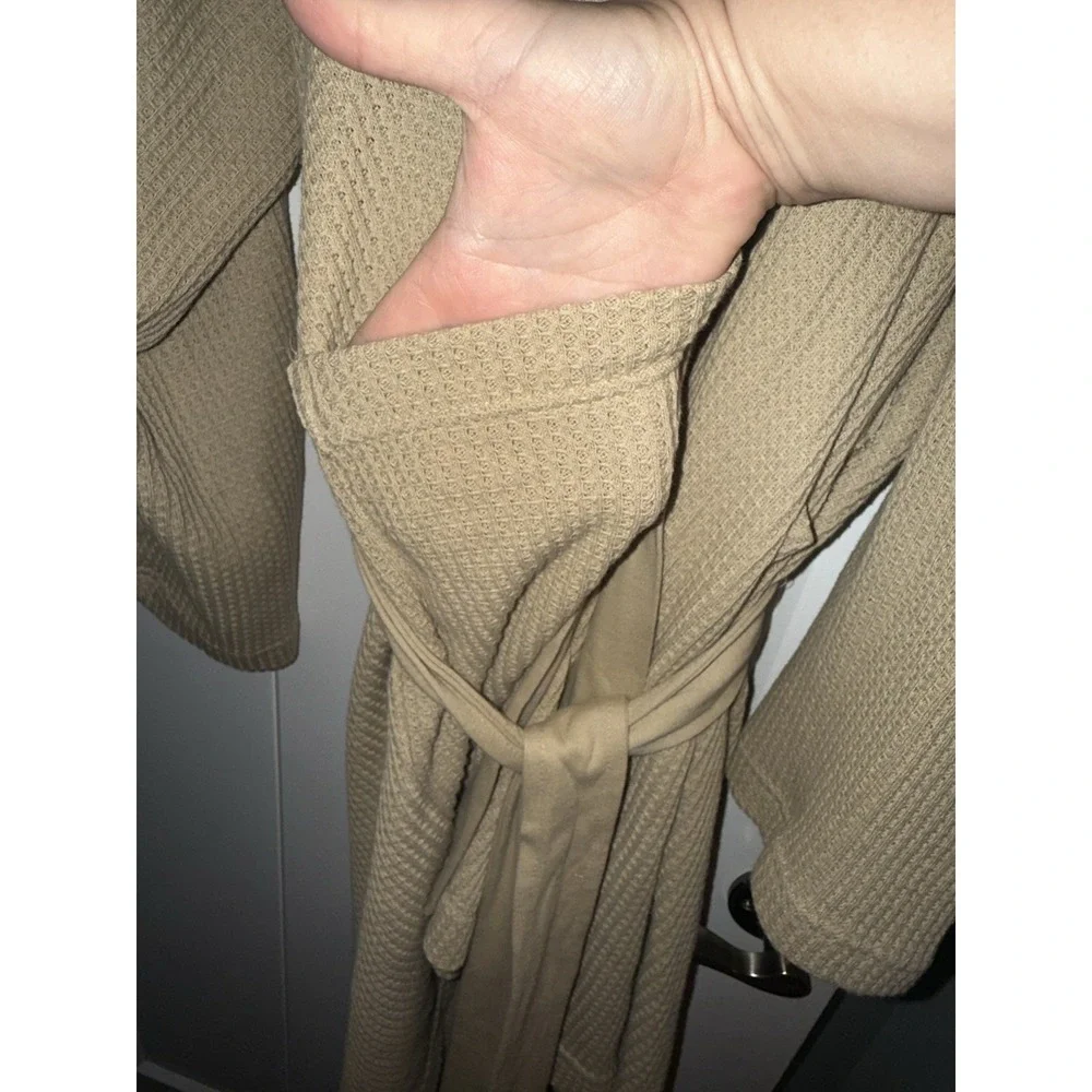 Polo Ralph Lauren Mens Thermal Hooded Robe L/XL Khaki/Black - NWT $95